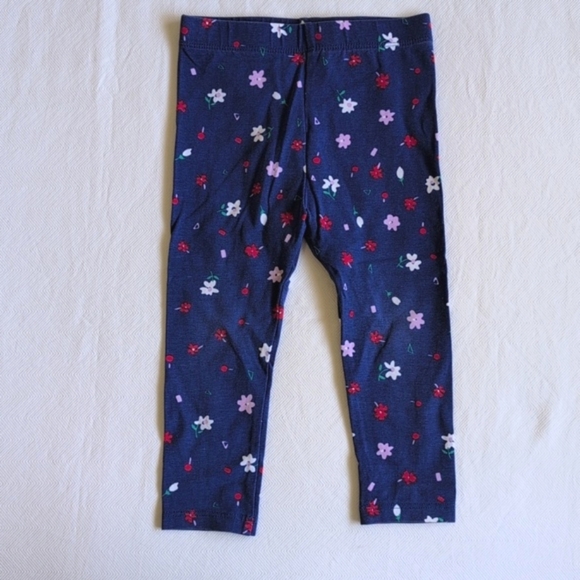 joe fresh blue floral stretch cotton leggings 18-24 months baby girl - Picture 5 of 7